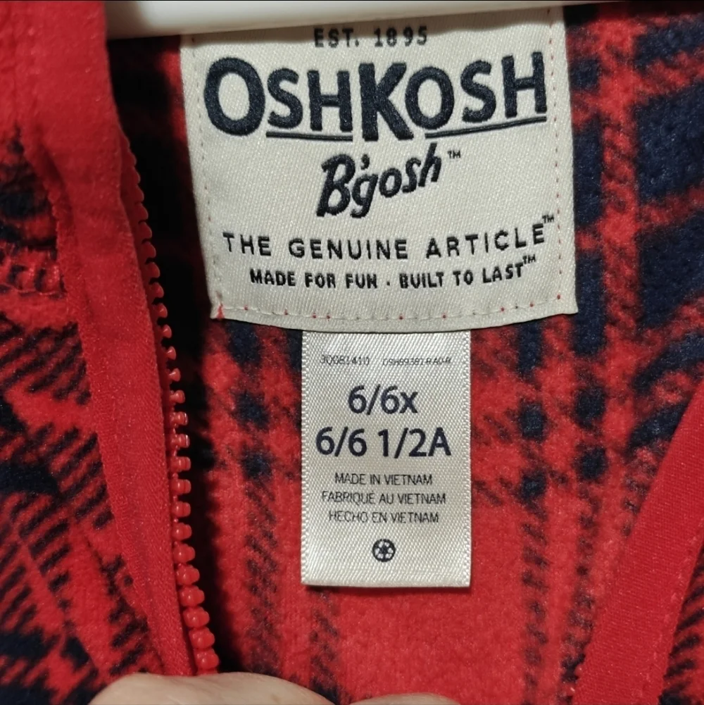 OshKosh B'gosh Boys Quarter Zip Sweater Plaid Size 6